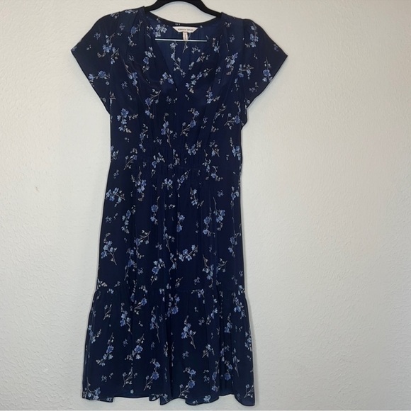 Rebecca Taylor Francine Dress Navy Blue Silk Floral Romantic Boho Whimsical SZ 2 - Picture 2 of 9